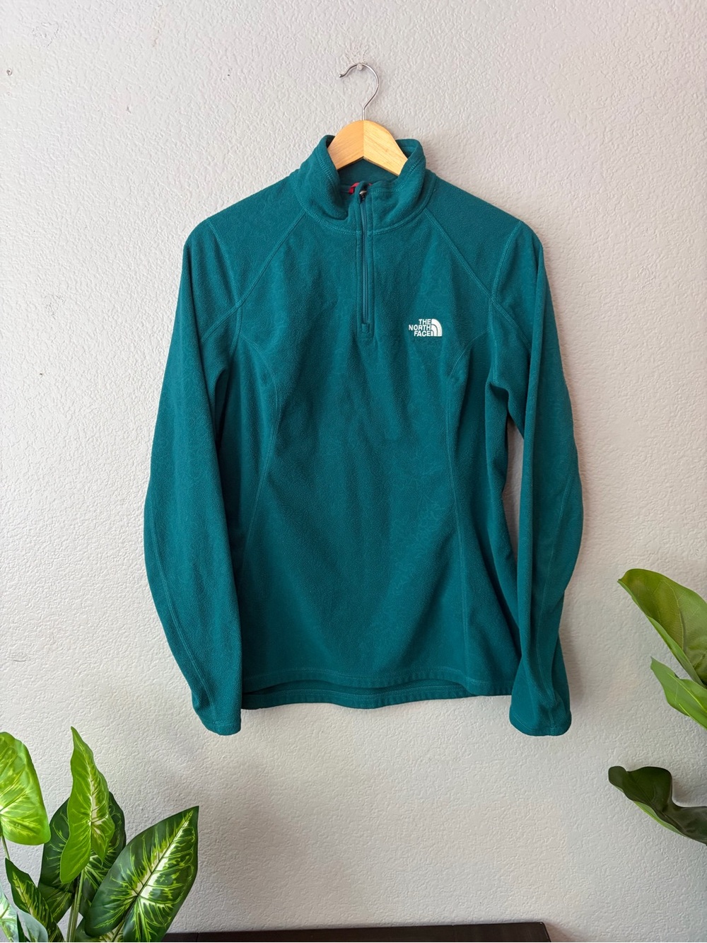The North Face Teal Half-Zip Fleece Top with Paisley Pattern